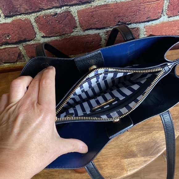 La Diva Italian Design Navy & Black Handbag Purse - Picture 9 of 12